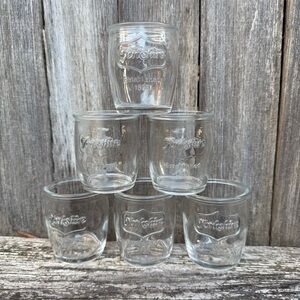 Six Vintage Yorkshire est 1898 Mini Mason Jelly Jar 2oz Embossed Shot Glasses
